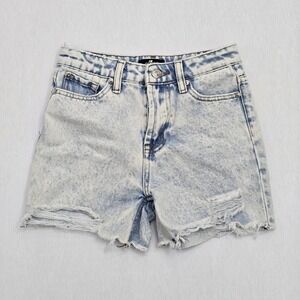 7 For All Mankind Girls Light Acid Wash Distressed Denim Cut Off Shorts Size 8